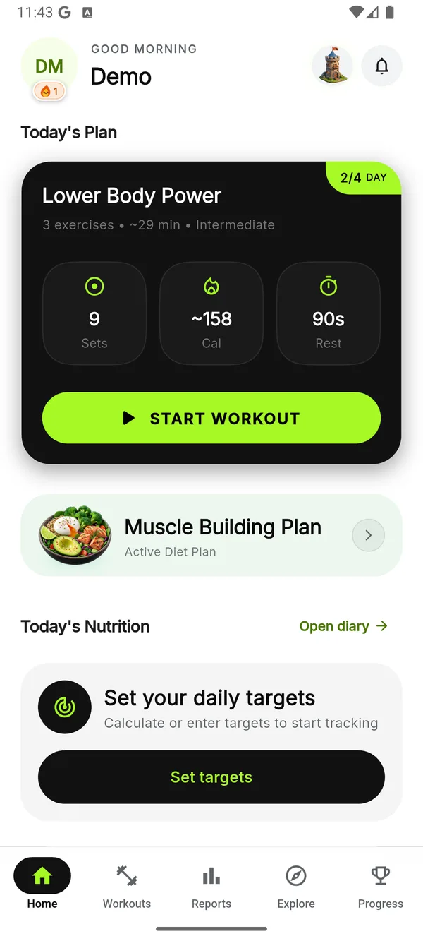 Hezzo Home: today's plan, meal plan and nutrition